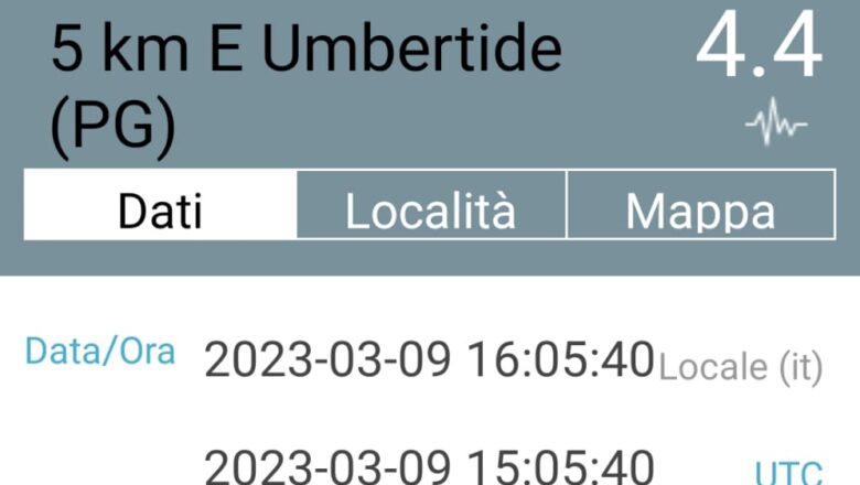 Sciame sismico in Umbria, con epicentro a Umbertide, scosse nettamente avvertite anche a Orvieto.